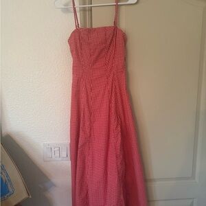 Abercrombie & Fitch Red Checkered Midi Dress